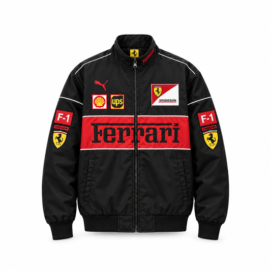 F1 Ferrari jacket Black Embroidered